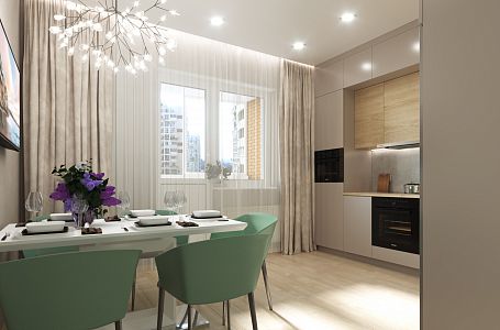 Дизайн проект 2-х комнатной квартиры 86 м2 в ФМР Краснодара